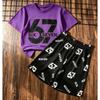 Men's Set 67 Six Seven Number Printed Men's T-shirt and Shorts 2 Piece Set Summer Casual Outdoor Men's and Women's T-shirt Sets