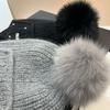 Iceland Big Fox Hairball Rabbit Hair Ear Protection Hat Winter Light Luxury Rhinestone Min Velvet Warm Knitted Hat Women