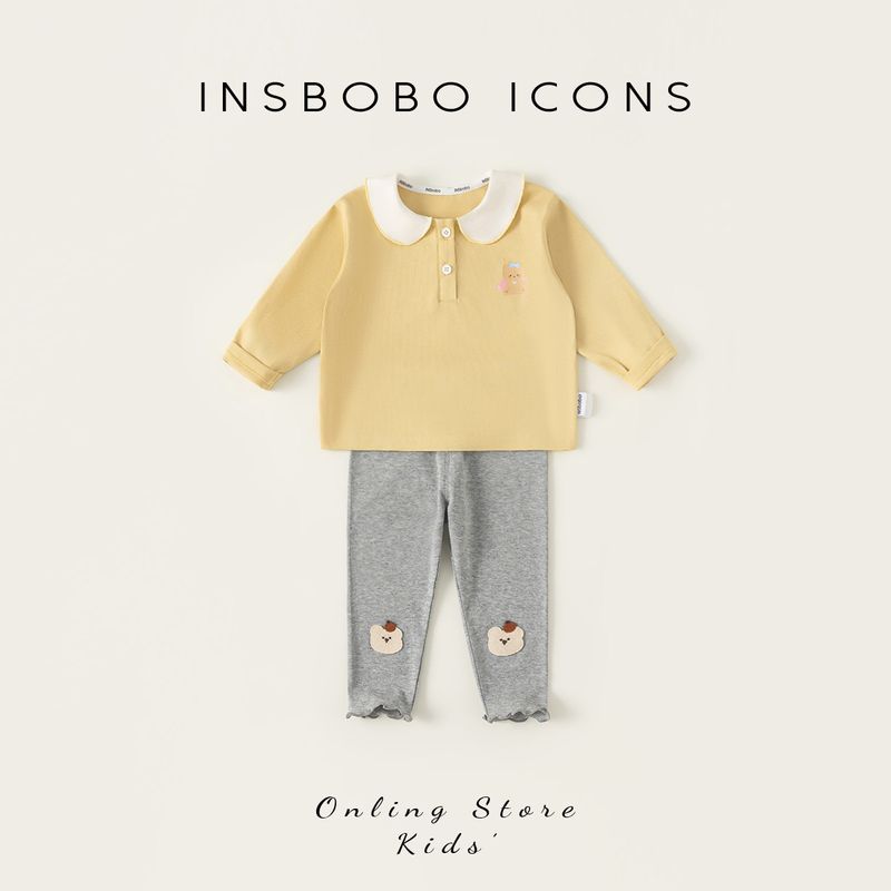 Insbobo Baby Girl Outfit 2026 Spring New Stylish and Fashionable Spring Clothes for Children, Trendy Spring and Autumn Clothing Yellow 110