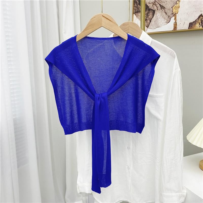 Ice Silk Thin Breathable Comfortable Shawl Versatile Solid Color Sunscreen Shoulder Pads Air Conditioner Knotted Shawl Knitting
