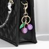 Sparkling 3D Cherry Charm Keychain Accessory Fashionable Fruit Shape Key Rings Portable Bag Decoration for Women