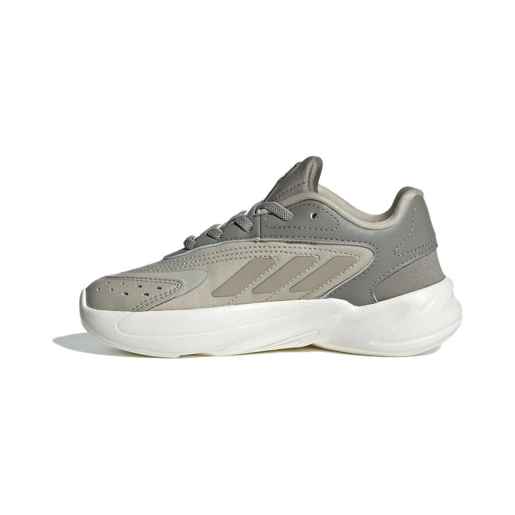 Adidas Originals Ozelia Elastic Lace Comfortable Versatile Shock Absorption Low Top Kids Casual Shoes Kids Casual Shoes Gray White IE3409