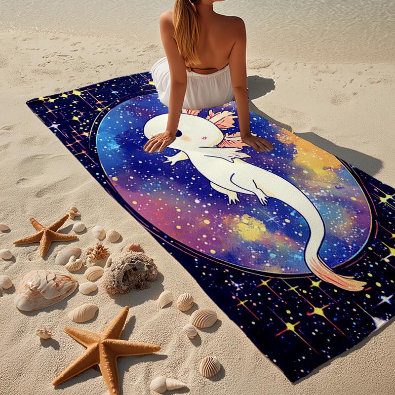 Fantasy Axolotl Moon Night Sky Beach Towel, Super Soft Microfiber, Gift for Her/Him, Birthday, for Pool, Beach, Travel, Home Decor Fan gifts