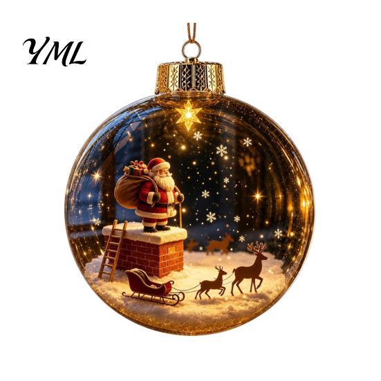 Transparent Festive Globes Glowing Clear Christmas Ball Ornament, Light Up Story Decoration with Warm LED Decorative Garland Accents Light,