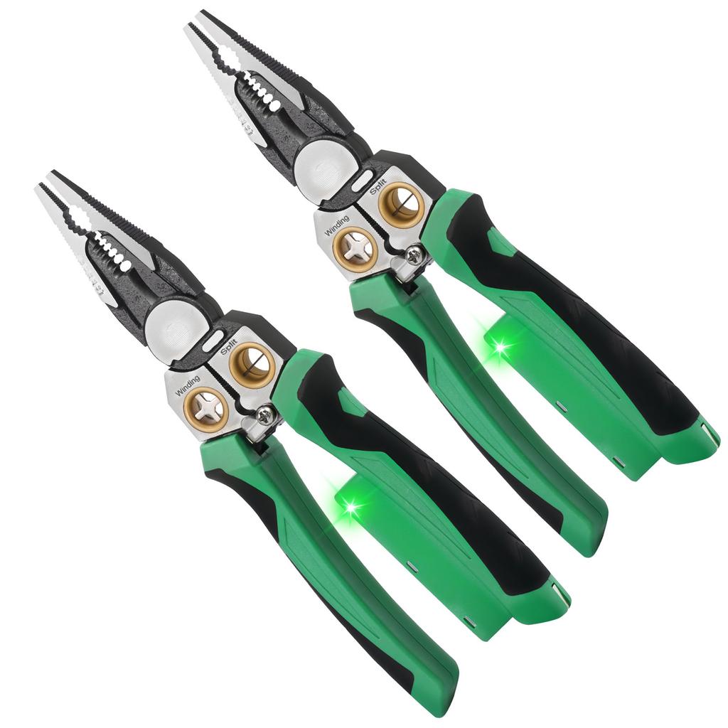 1/2Pcs Wire Stripper 8in1 Multifunctional Wire Stripper with Voltage Tester Portable Alloy Steel Cable Strippers for Cable Wires