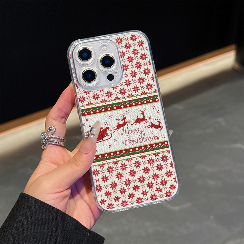 Ae112 Merry Christmas Art Magsafe Transparent Cases for Samsung S23 S24 Ultra S20 S21 FE iPhone 16 13 Pro Max XR Magnetic Wireless Charge Back Cover