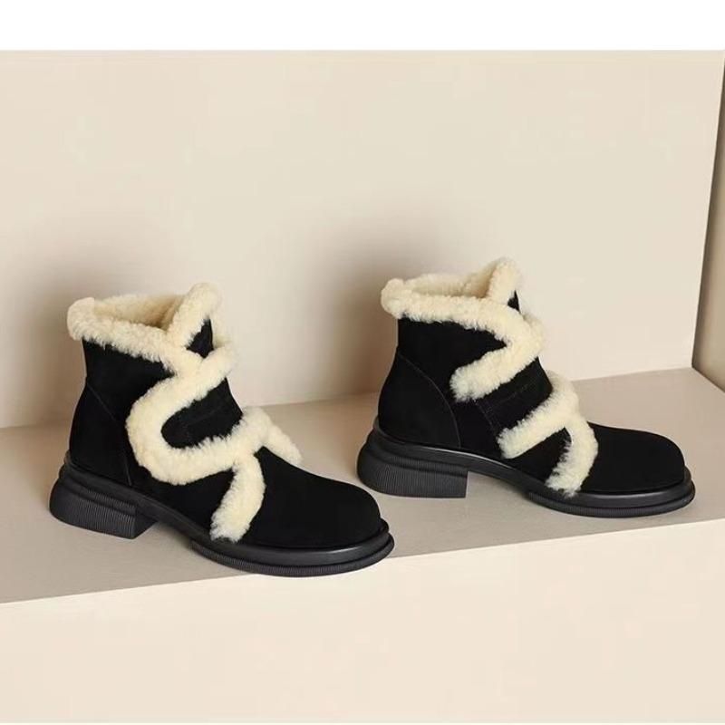 

Skinny and not bloated, piled and thickened short boots, women s winter coarse heel matte warm snow boots, medium heel large cotton Martin boots 40 чёрный