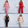 Elegante Set Estivo Due Pezzi da Donna in Poliestere e Spandex per Abbigliamento Casual