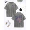 Personalized Graffiti Love Prints Washed T-Shirt Womens Cotton Oversized Tops Street Distressed O-Neck Clothes
