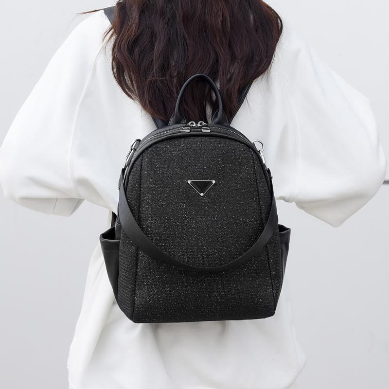 Patchwork Backpack Women's Diamond-Encrusted Large-Capacity Travel Backpack