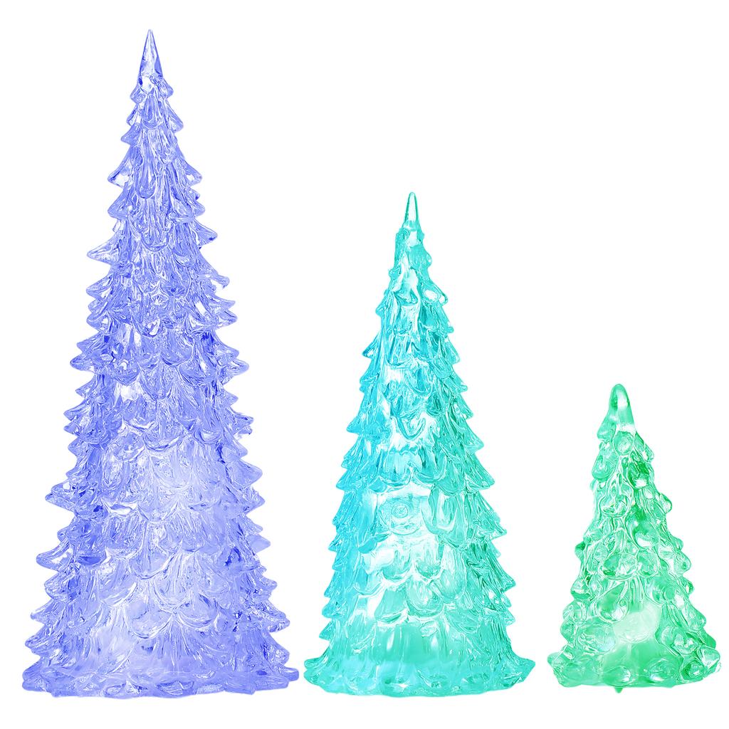 3pcs Glowing Christmas Tree Led Acrylic Light Christmas Tree Colorful Home Party Decoration Night Light For Hotel Mall Gathering