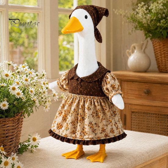 Festive Goose Attire Thanksgiving Porch Outfit, Autumn Dress with Head Scarf Seasonal Outfit for 23 Inch Statue, Outdoor Garden Yard Decor Costume