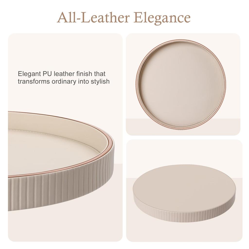 Genuine Leather Round Storage Organizers Tray Ideal For Jewelry Keys And Small Items In Any Room