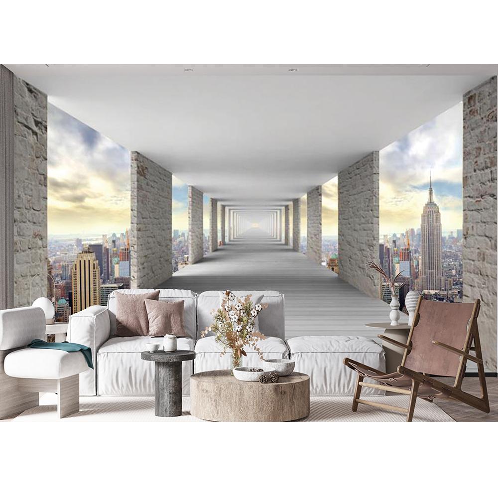 3d Space City Wallpaper Gray Brick Wall Mural Bedroom Room Decor Home Living Room Tv Background Large Wall Mural