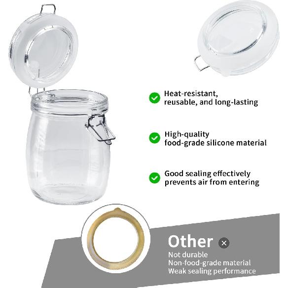 12 Pieces Rubber Seals for Glass Jars, Airtight and Leakproof Silicone Replacement Gasket Sealing Rings for Mason Jars, Elastic and Fits Most Sizes