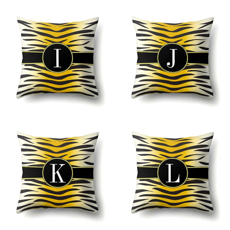 Polyester Pillow Case Leopard Print Decorative Home Bedside Cushion Cover 26 English Letter Printed Pillow Case