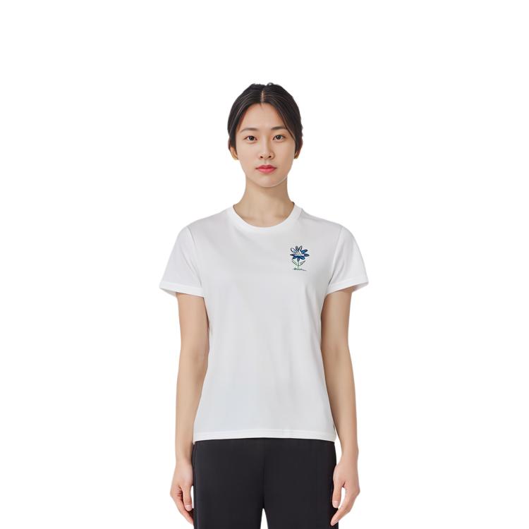 Adidas Solid Color Round Neck Pullover Sports Style Short Sleeve T-Shirt Women Tops White IB4875
