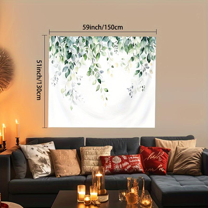 Boho Green Leaf Wall Hanging Tapestry,Watercolor Botanical Plant Art Decor Fabric, Soft Peaceful Ornament For Home Room Interior