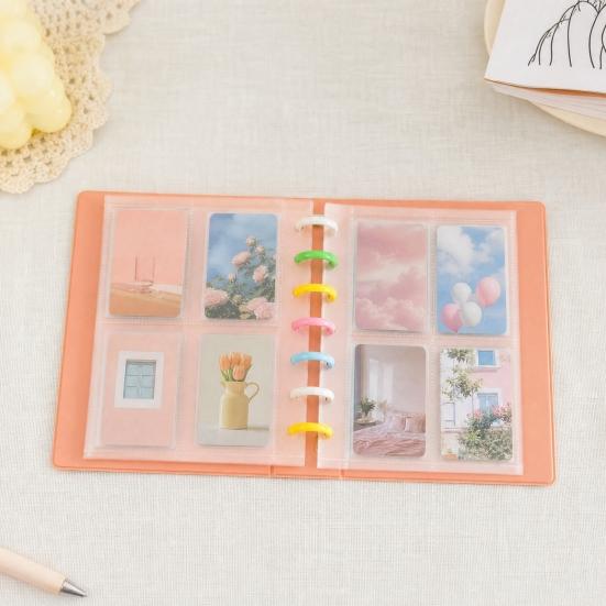 Pilzloch-Album, 3-Zoll-Foto-Karten-Organizer mit klaren dicken Seiten, bunter Druckknopfverschluss, stilvolle Morandi-Farben, perfekt zum Sammeln