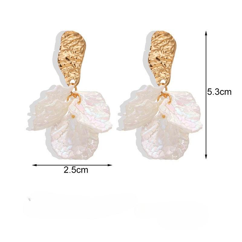 Korea Elegant Temperament White Color Petal Earrings for Women Wedding Party Jewelry Gifts