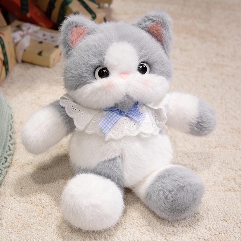 46cm Kawaii Soft Colorful Cat Plush Toy Cute Stuffed Animals Cartoon Kitten Plush Hug Pillow for Kids Girls Xmas Gift Decor