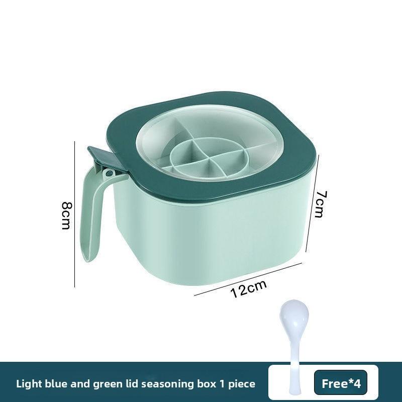 

1pcs Kitchen Seasoning Box with Four Compartments and A Lid Multifunctional Storage Box for Sugar Flavor Refined Salt and Sugar