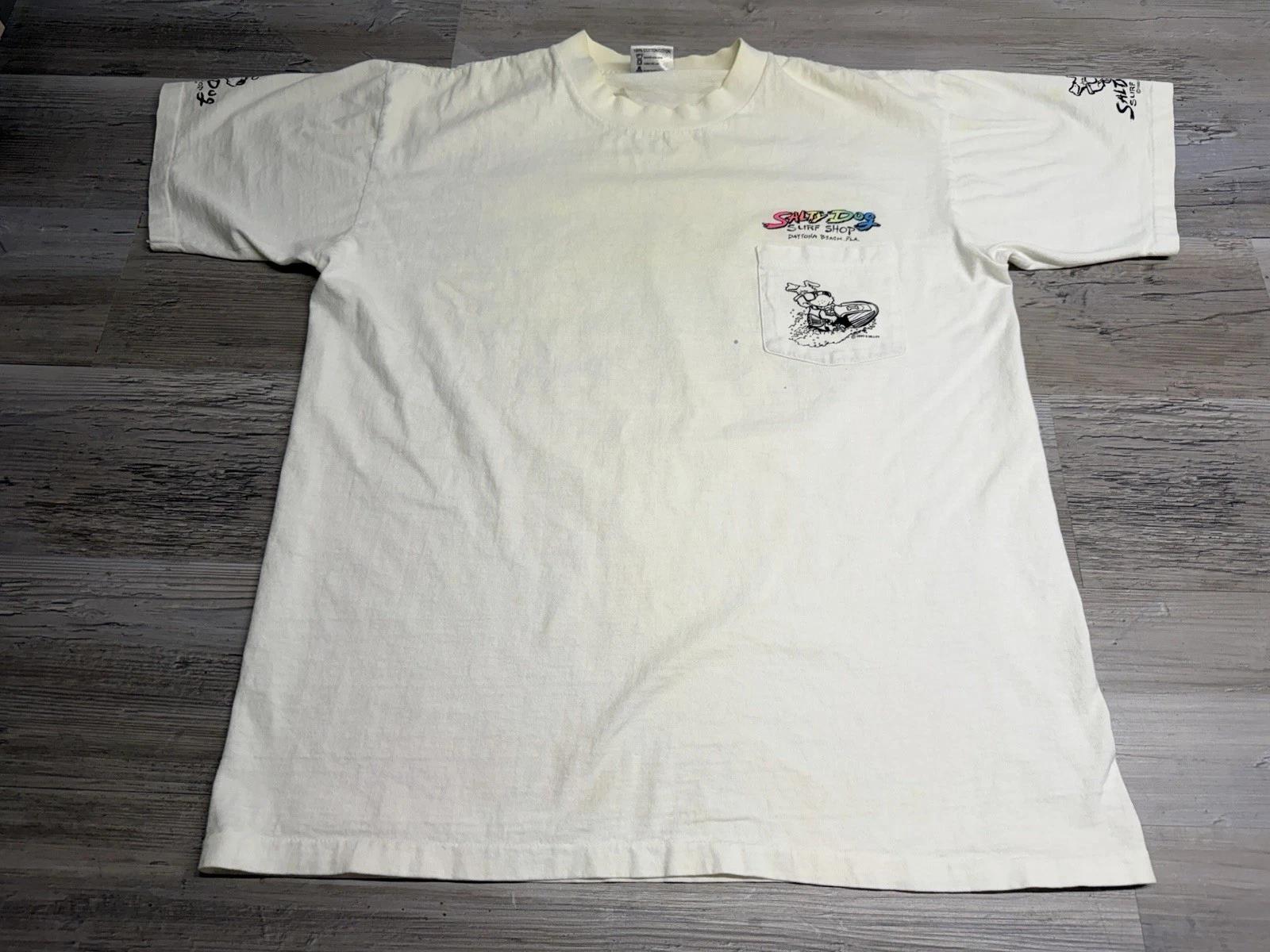 

Vintage 1980s Salty Dog Surf Shop T-Shirt Daytona Beach Florida Souvenir Tee XL S