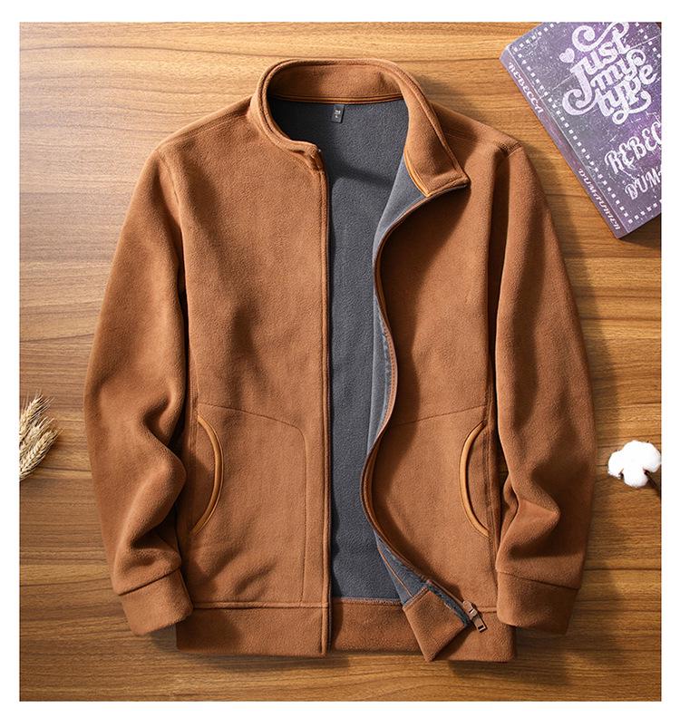 Men's Fleece Jacket: Autumn/Winter Warm Casual Stand-Up Collar Coat for Middle-Aged and Young