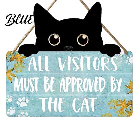 Fun Cat Door Hanger Shaped Welcome Sign Durable Wooden