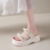 Fashion Platform Slippers Women Summer New Outside Wear Fashion Round Toe Open Toe Bow One Strap Non-slip Cool Mopping