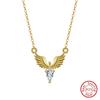 Effie Queen S925 Reinsilber Zirkon Engelsflügel Feder Choker Anhänger Ästhetische Gliederketten Halskette Kragen Hochzeitsgeschenk APN54
