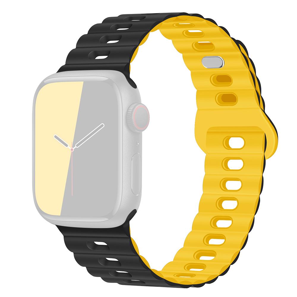 

Watch Strap for Apple Watch Series 10 42mm/9 8 7 41mm/SE (2023) SE (2022) SE 6 5 4 40mm/3 2 1 38mm Silicone Watch Band Black Yellow