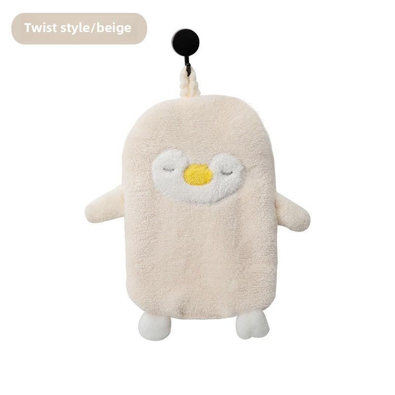 Cute Pig Embroidered Hanging Hand Towel, Absorbent Coral Fleece Kitchen Towel, Dish Cloth