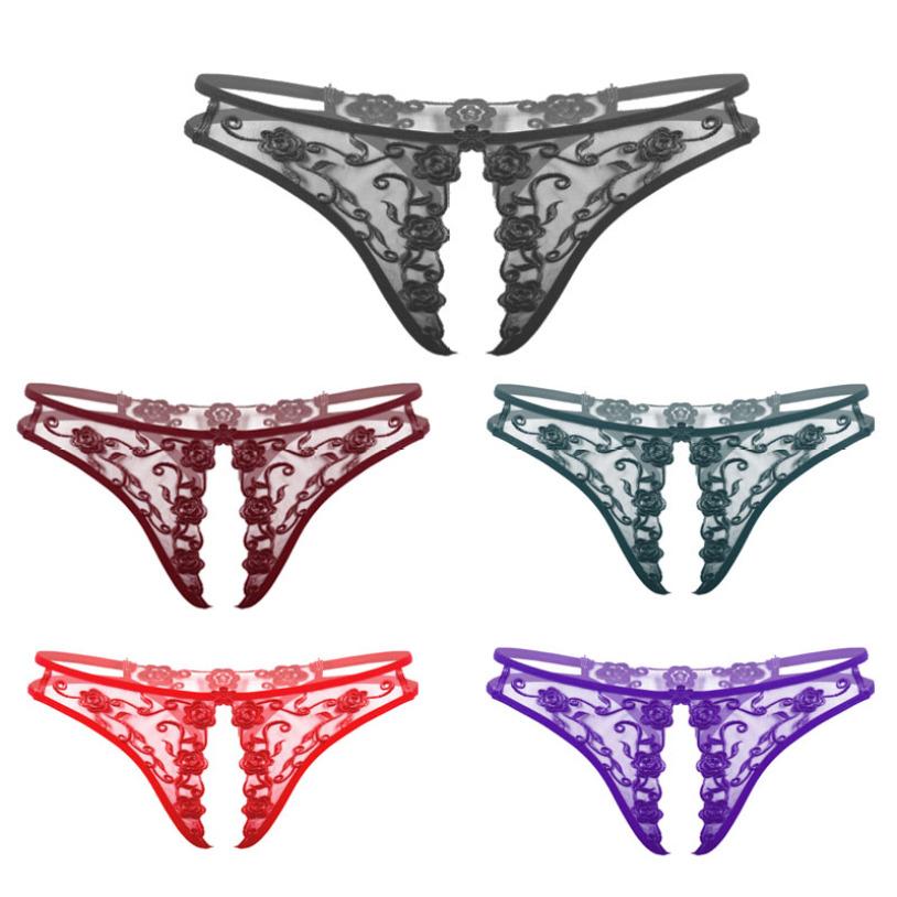 Adult Men Lingerie Briefs Flower Embroidery Lace Thong Underwear