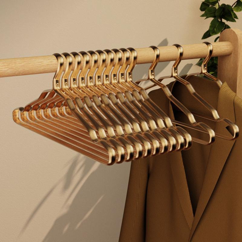 5 Adet Alüminyum Alaşımlı Giysi Askısı Üst Düzey Dikişsiz Metal Kaymaz Giysi Askısı Ev Tipi Genişletilmiş Kurutma Giysi Askısı