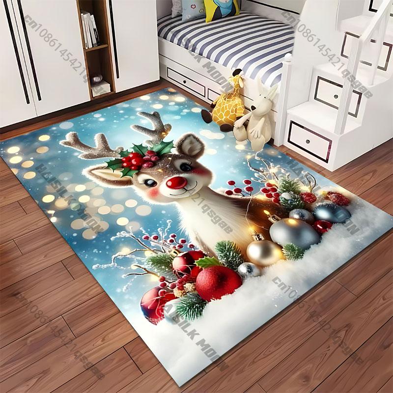 Christmas reindeer holiday festive cheer carpet Yoga living room room decor children's crawling mat doormat area rug