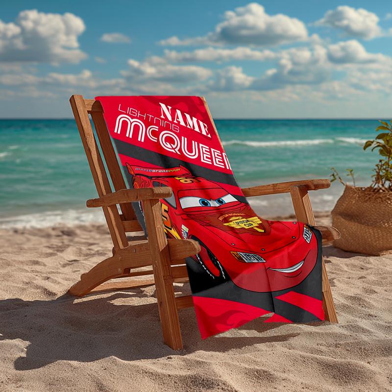 Custom Name Ultra-Soft Beach Towel with Cars Theme,Ideal for Pool - Camping, Diving - Perfect Travel Essential, Vibrant Beach Towel.
