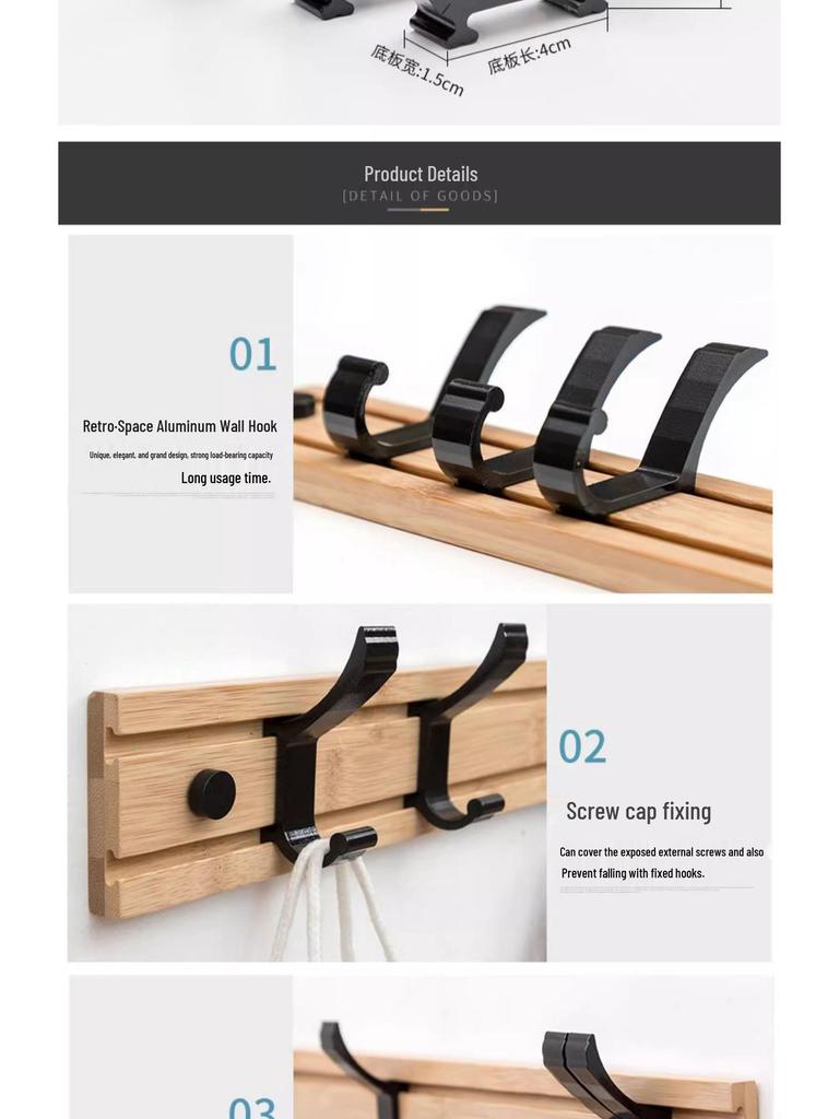 Wandmontierter Flur Garderobenständer mit Haken für Mäntel und Hüte