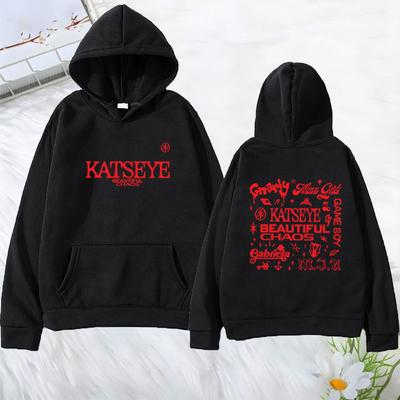 KATSEYE THE BEAUTIFUL CHAOS TOUR 2025 Bedruckter Hoodie Herren Damen ' s Gabriela Langarm Abgenutzter Vintage Fleece Hip Hop Streetwear
