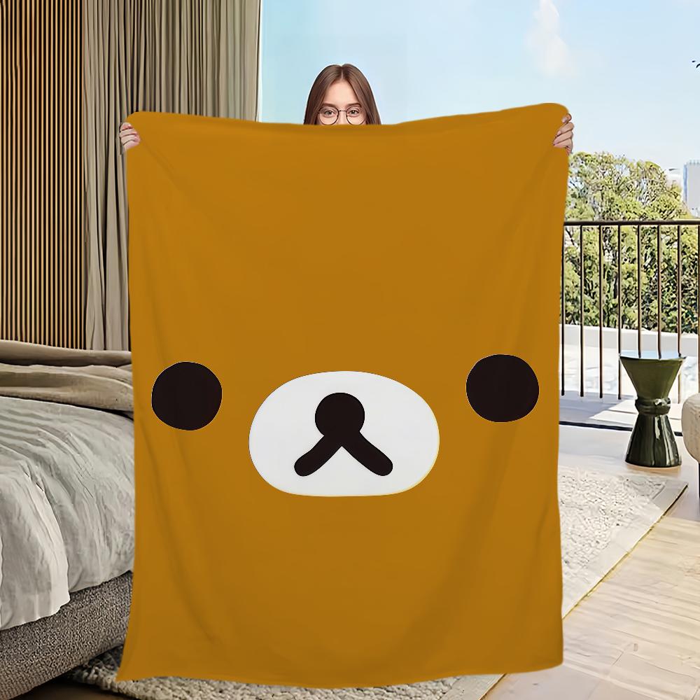 

милое мультяшное искусство забавное лицо Медведь R-RilakkumaS Фланелевое теплое мягкое плюшевое одеяло для дивана гостиной офиса спальни путешествий подарок 30x40in