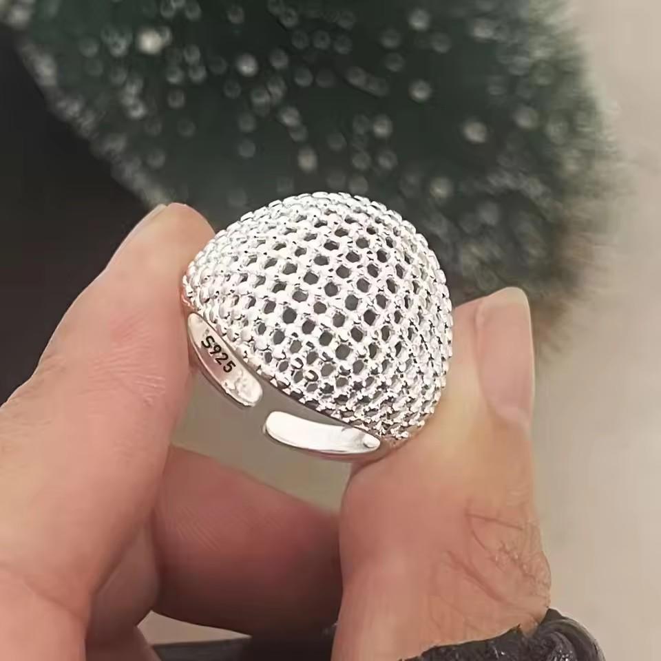 Sam Panda 925 Rings for Women Simple Geometric Handmade Irregular Retro Ring Gold Zircon Allergy For Birthday Gift