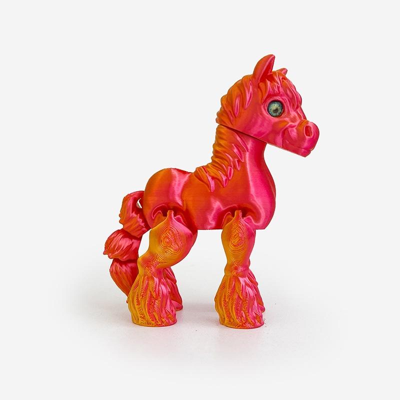 3D-gedrucktes Spielzeug Regenbogenpferd Simulierte Statue Niedliches Sternzeichenpferd Gelenkschwanz Bewegliche Figur Bürodekoration Neujahrsgeschenk