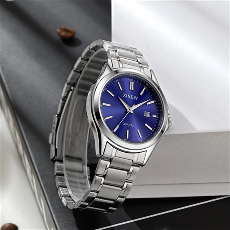 Men's Stainless Steel Quartz Watch with Date Display