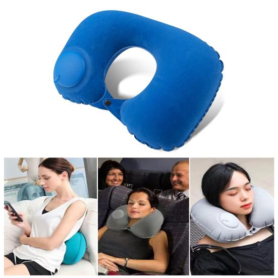Neck Pillow Waterproof Built-in Pump Fatigue Relief Outdoor Traveling Car Airplane Inflatable Neck Pillow for Daily Use