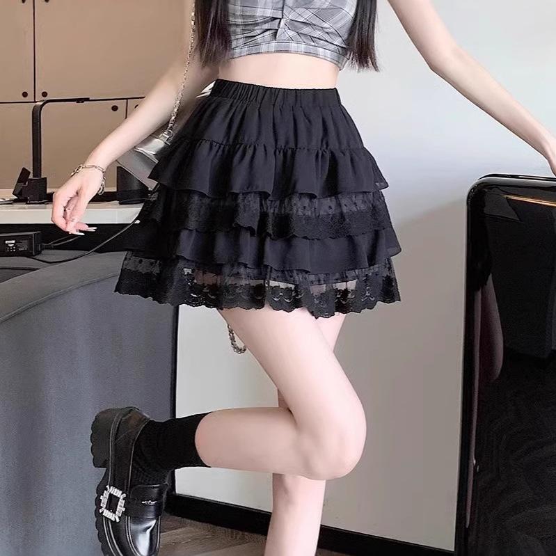 Women's High Waist White Lace Ballet Style A-line Midi Skirt