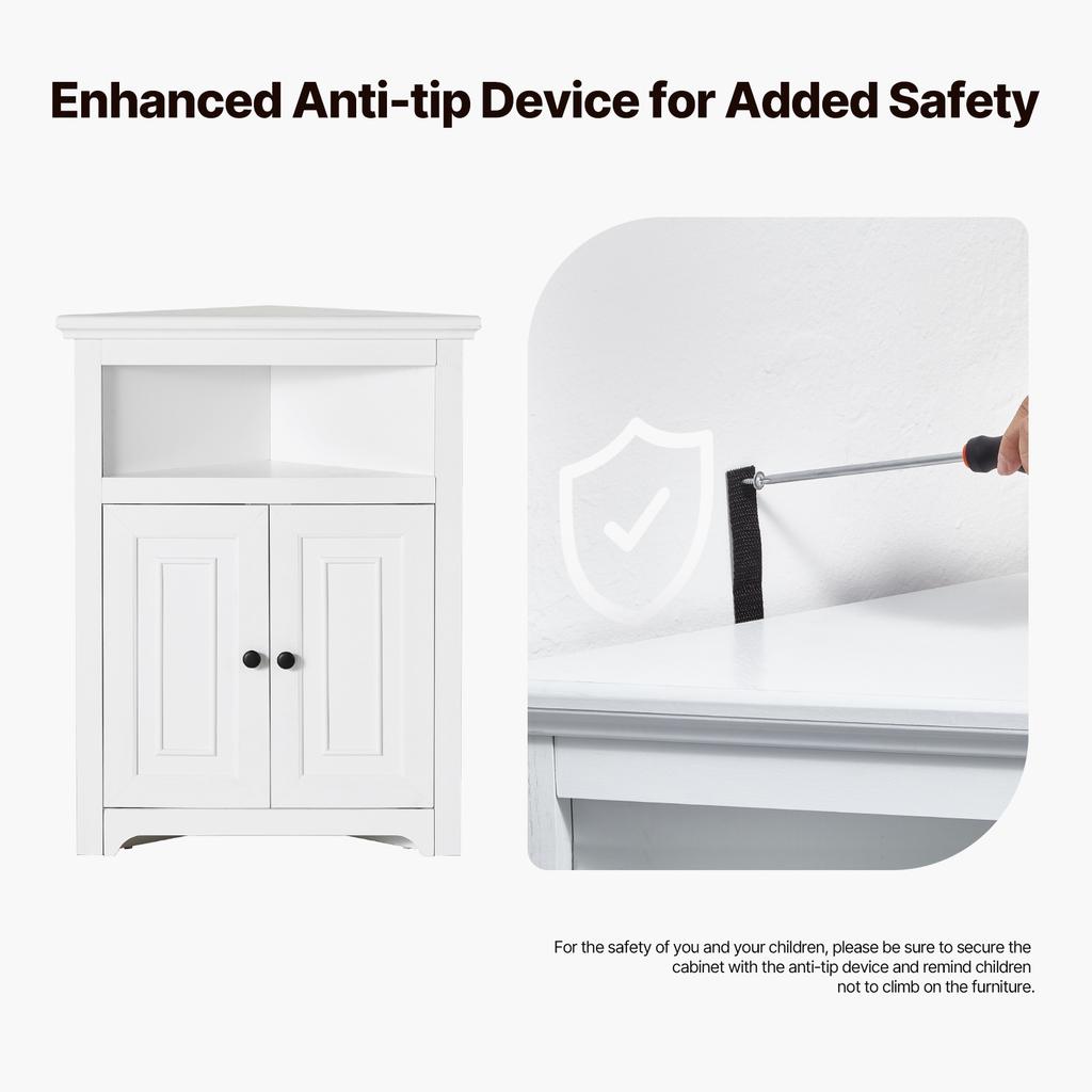 SucceBuy 32"/64"/68" Corner Storage Cabinet W/ Shelves Freestanding Corner Cabinet for Living Room Kitchen Laundry Room Bathroom