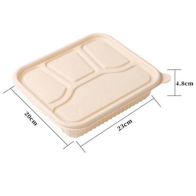 Boîte à bento jetable à quatre compartiments en amidon de maïs renforcé