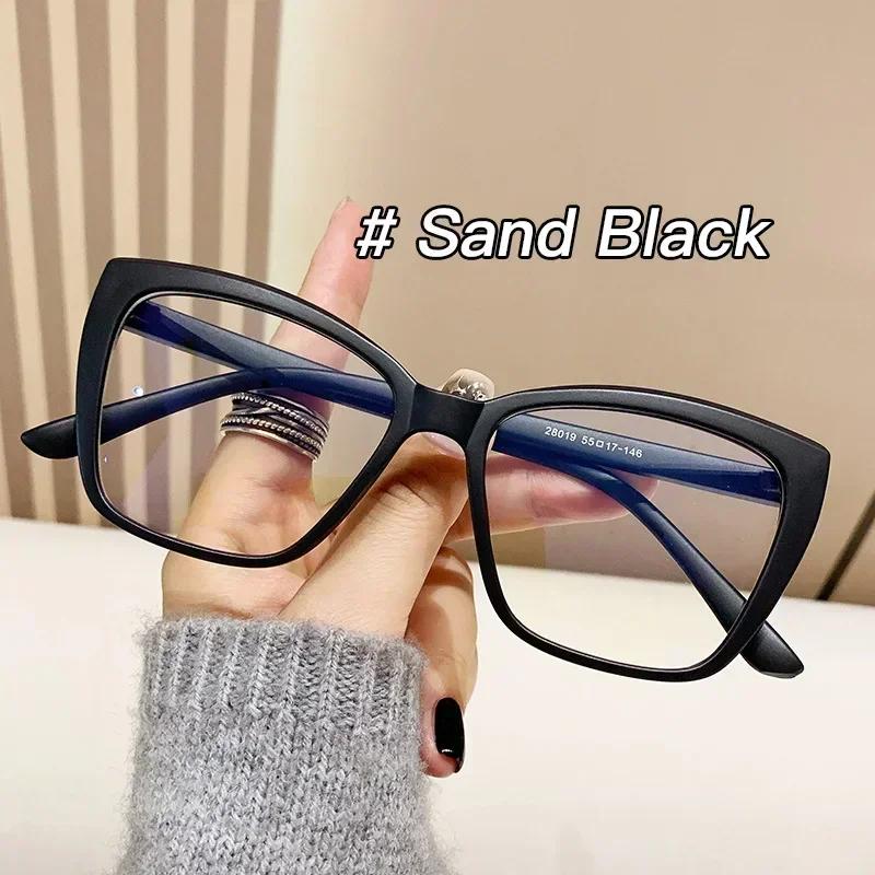 Trendy Large Frame Anti Blue Light GlassesLuxury Cat Eye Filter Lens Eyeglasses Square Frame Glasses for For Ladies