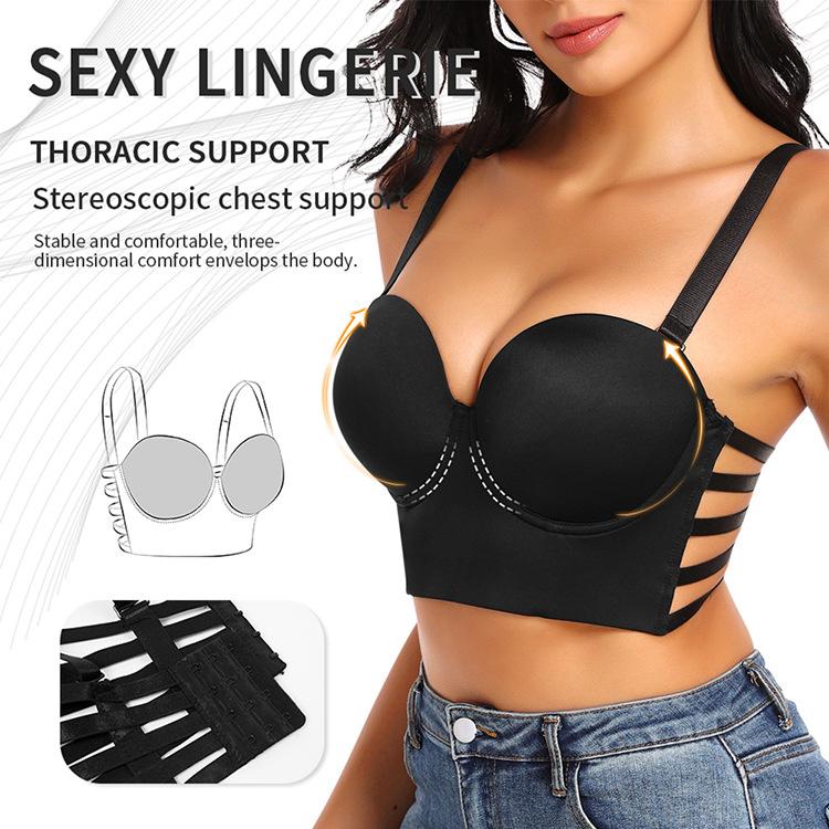 Sexy Strappy Bondage Push Up Bra, Seamless Molded Cup Shaping Invisible Lingerie for Women