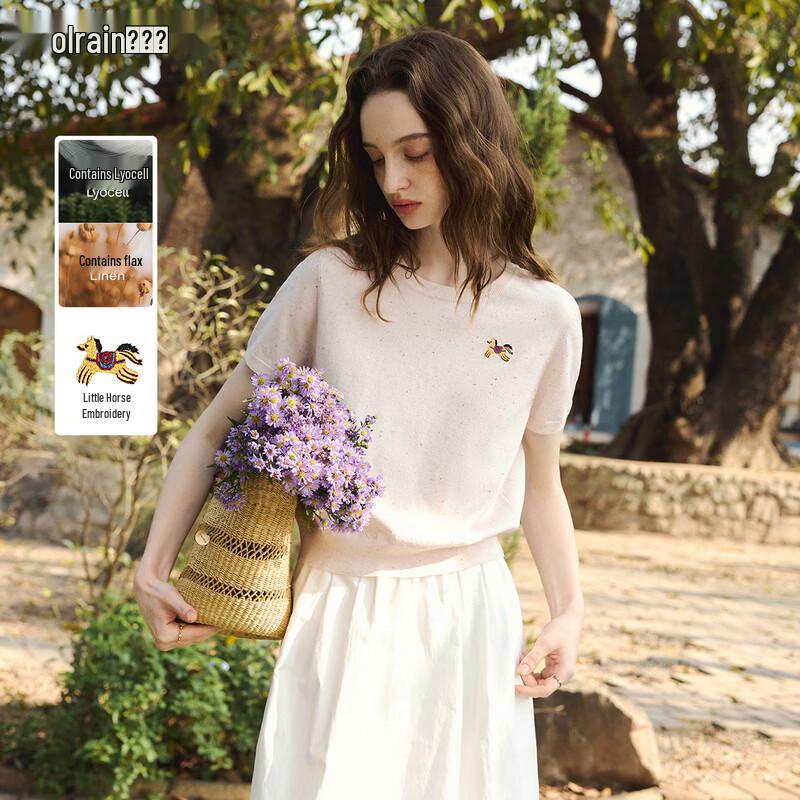Olrain Embroidered Knit Pullover Top S
